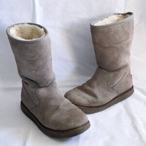 UGG‎ Australia Women's Sz 7 Tan Fairfax Suede Sheepskin Tall Zipper Winter Boots